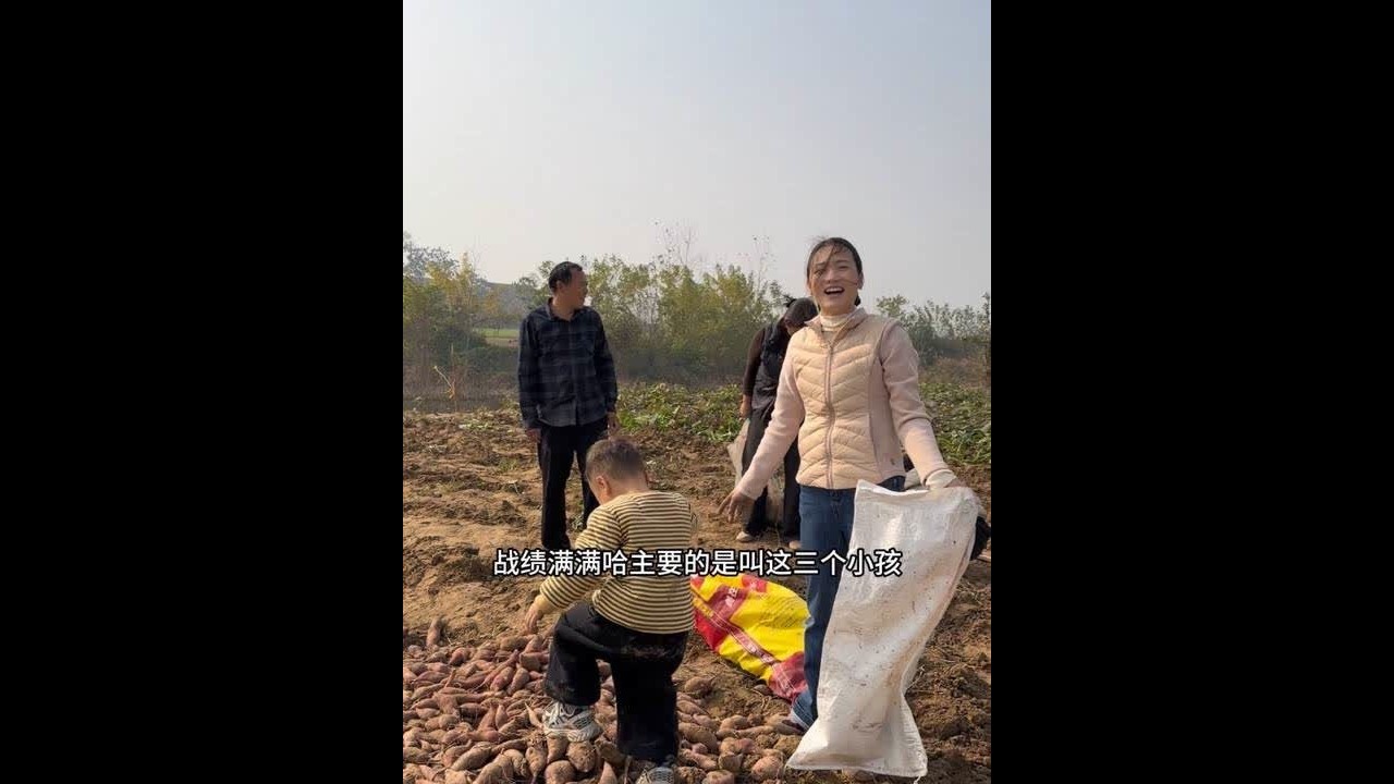 趁着周末，三个孩子今天凑齐了😂，妈妈说想让孩子都去玩玩，正好家里有一点红薯刨一下，让孩子去地里多玩玩，体验不一样的乐趣，比在家里玩手机好点。#记录真实生活
