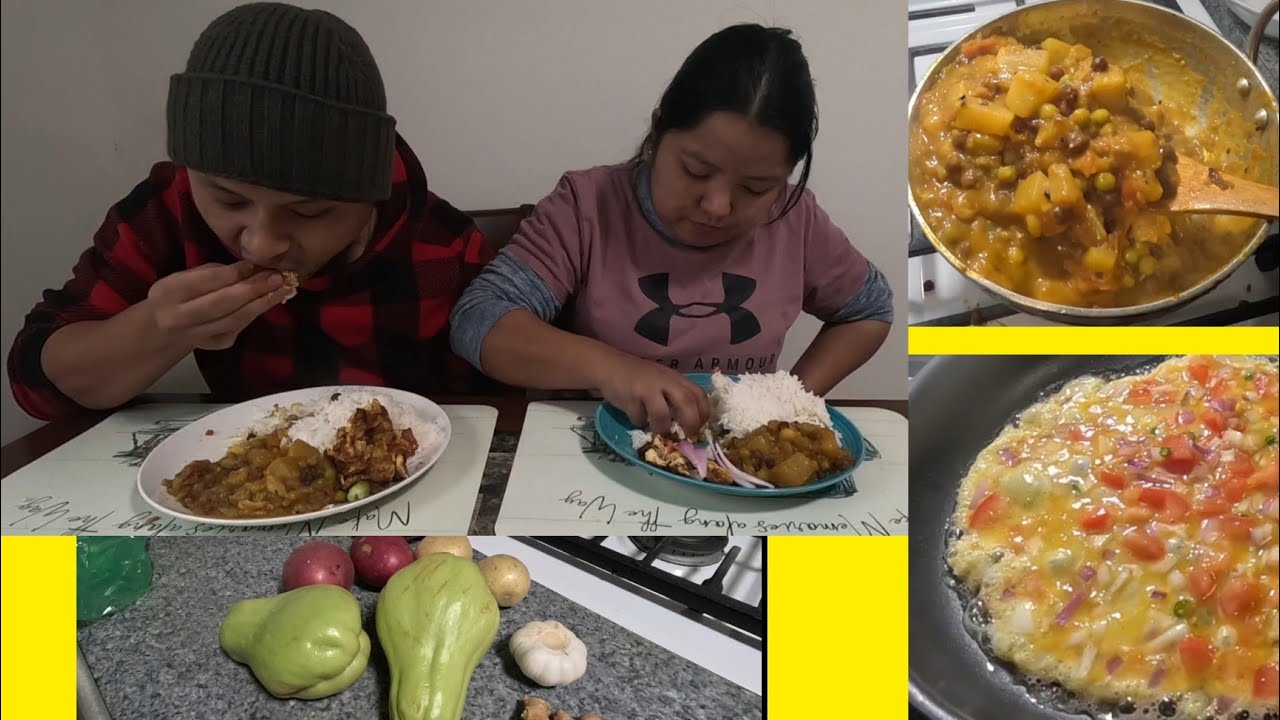 स्कुस  र आलु पकाएर खाएको || arru mix cooking umlate and इस्कुस and eating || mukbang with my love