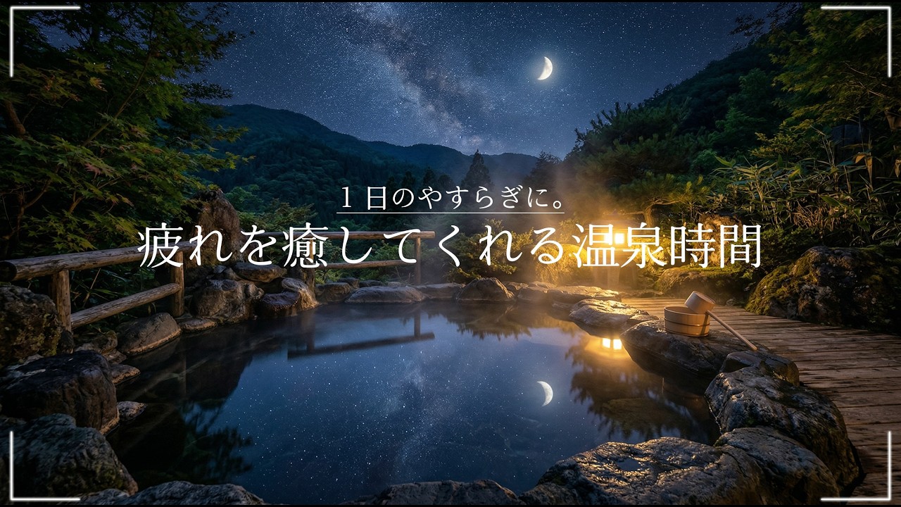 【環境音・ASMR】星空温泉で整う夜｜睡眠導入ヒーリングBGM｜深いリラックス Japanese Onsen Sleep｜疲労回復・自律神経回復