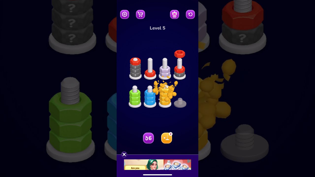 Nut Sort: Color Sorting Game | Level 5 | NO REVERTS #mobilegame #gaming  #gameplay