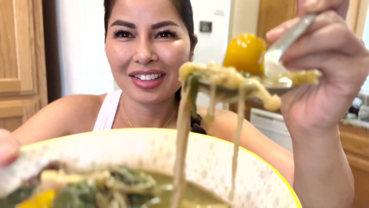 Lao Bamboo Stew Kang Naw Mai. Authentic Lao soup with mushrooms, short ribs, padek, fermented fish.