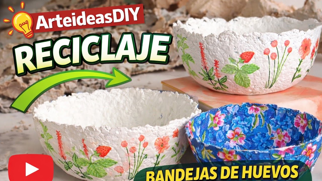 Reciclaje de bandejas de huevos. ArteideasDIY #manualidades #art #hechoamano #reciclaje 