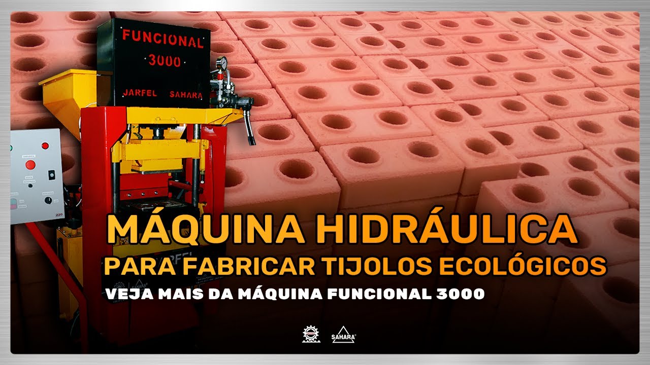 Funcional 3000 MÁQUINA AUTOMATIZADA! HIDRÁULICA! Para fabricar Tijolos Ecológicos - Jarfel // Sahara