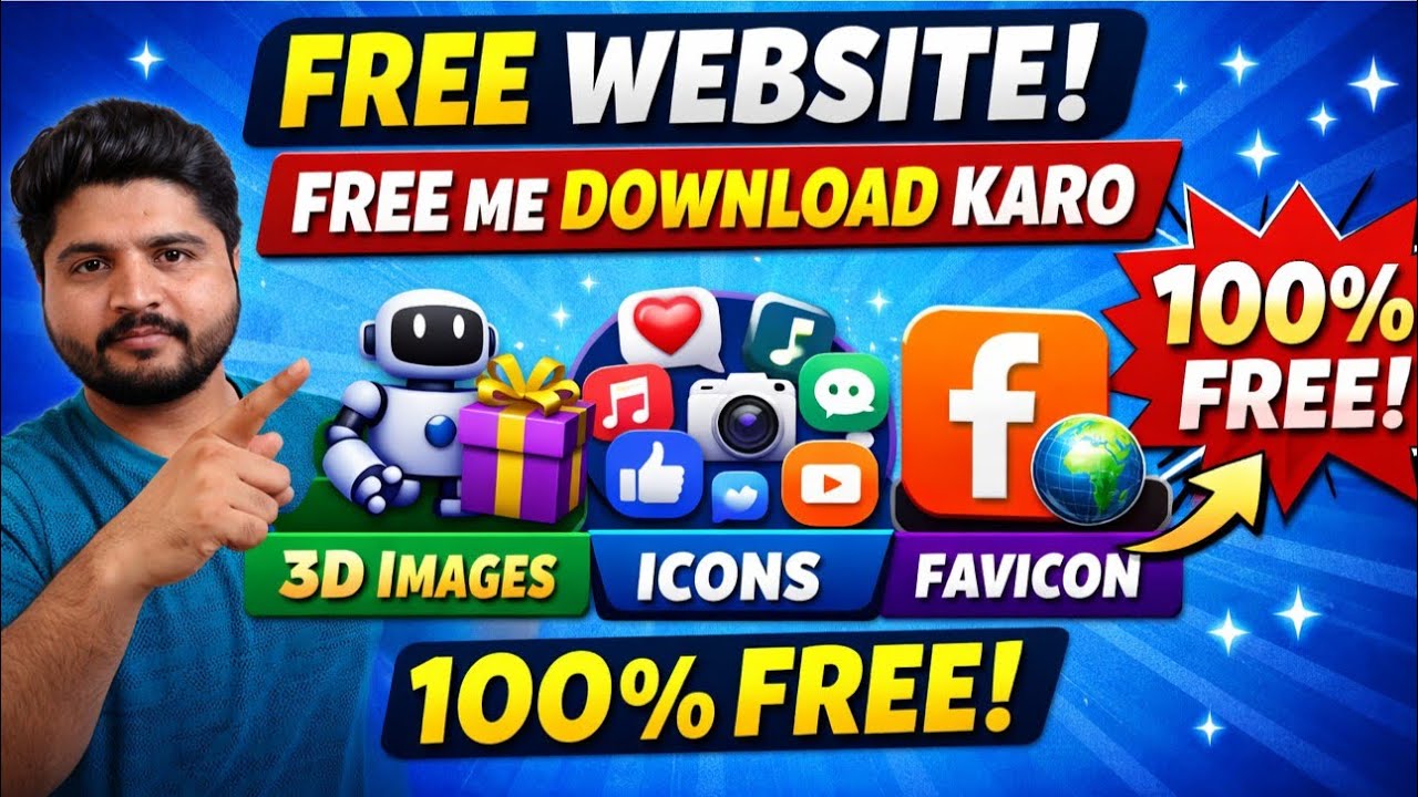 Best Free Website for 3D Images, Icons & Favicon Download 🔥 No Copyright