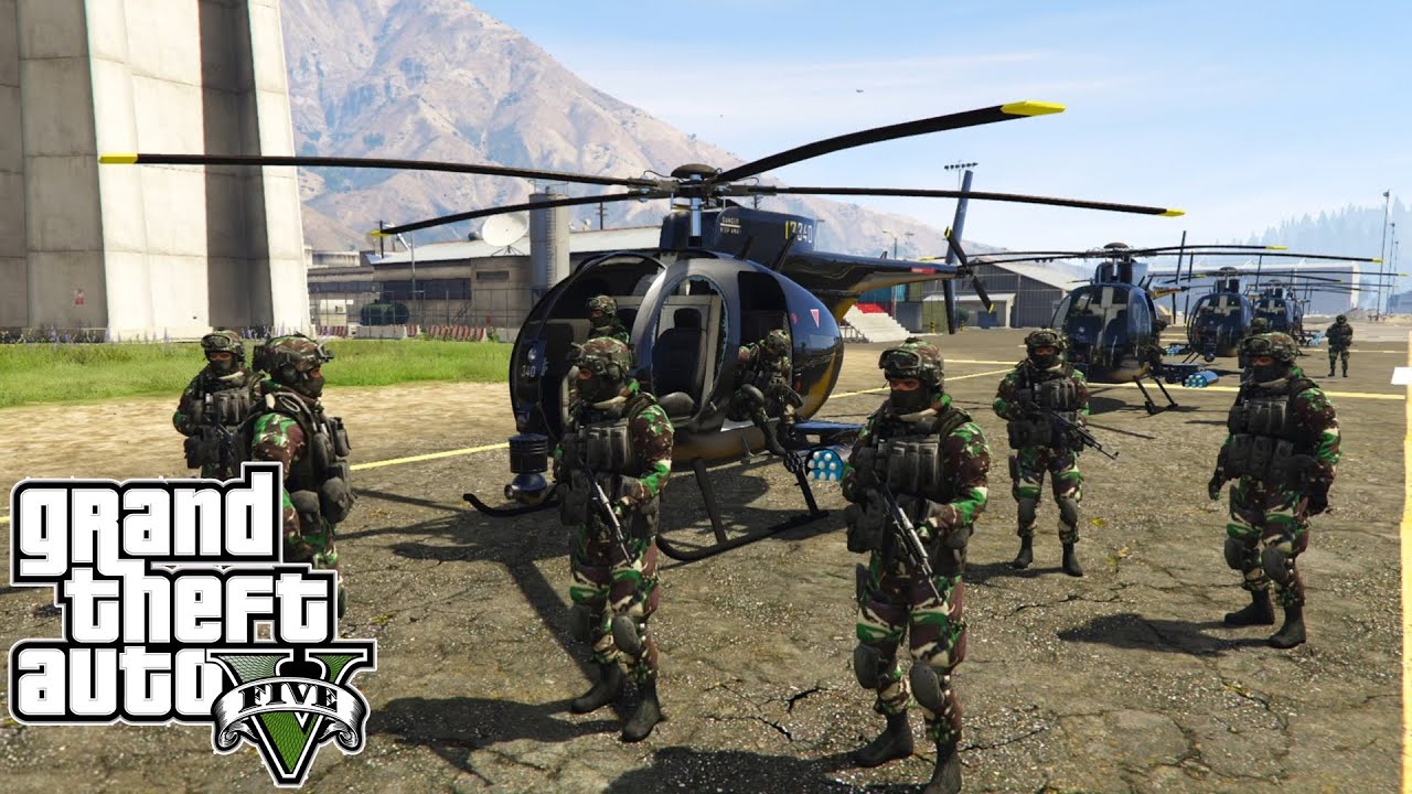 Pasukan Elite TNI Diterjunkan Masuk Markas KKB || GTA 5 Mod Indonesia