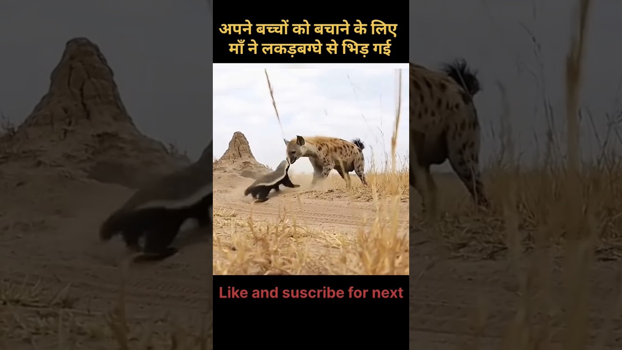 To save her children the mother confronted the hyena |😀#shorts #animals