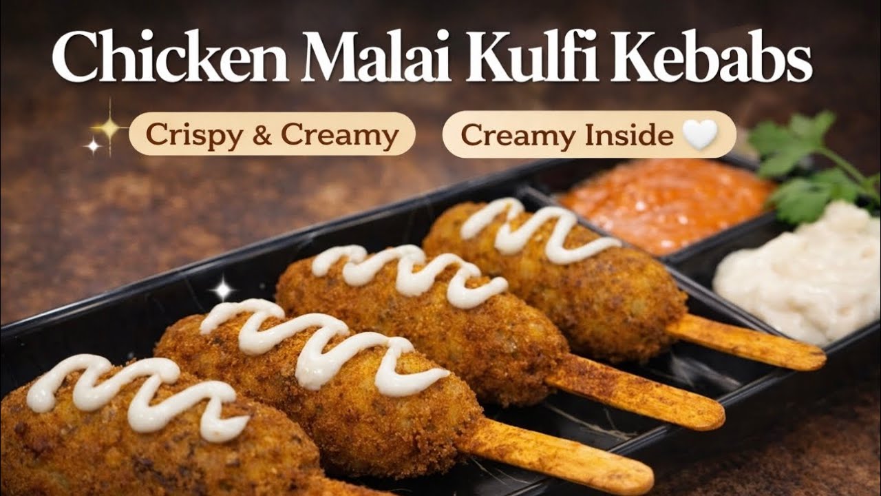 Crispy & Creamy Chicken Malai Kulfi Kebabs 🤍