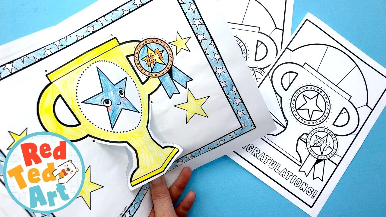 Coloring Pages Trophy Card that Pops Up   Fun Trophy Pop Up DIY for Father's Day