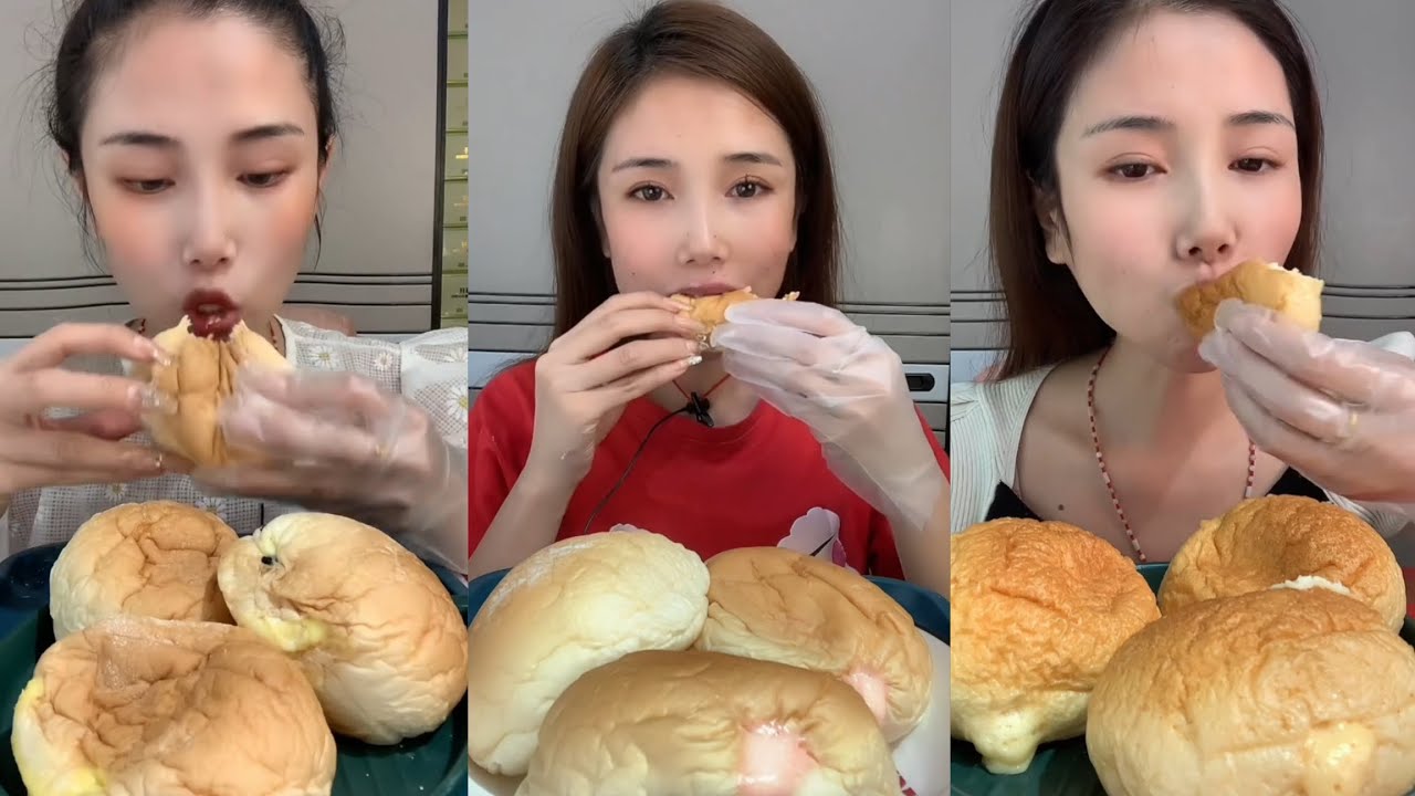 Cream Buns Eating ASMR Mukbang 🥯 Soft & Fluffy Bread | No Talking