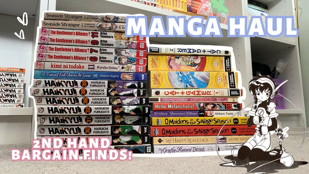 used manga haul 🤑 | i spent £4 per volume! [prices in video & cat cameo!]