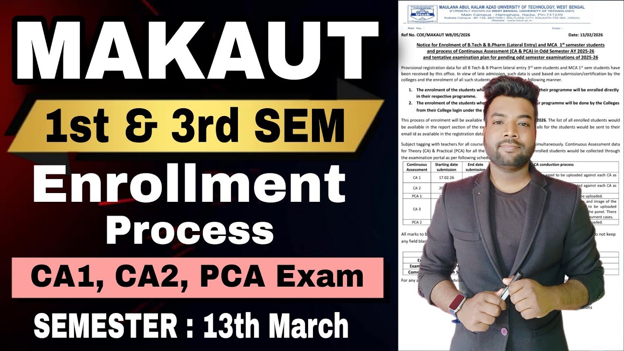 😱Finally MAKAUT 1st & 3rd Sem Enrollment Process & Exam Date Declared | #makaut #enrollment