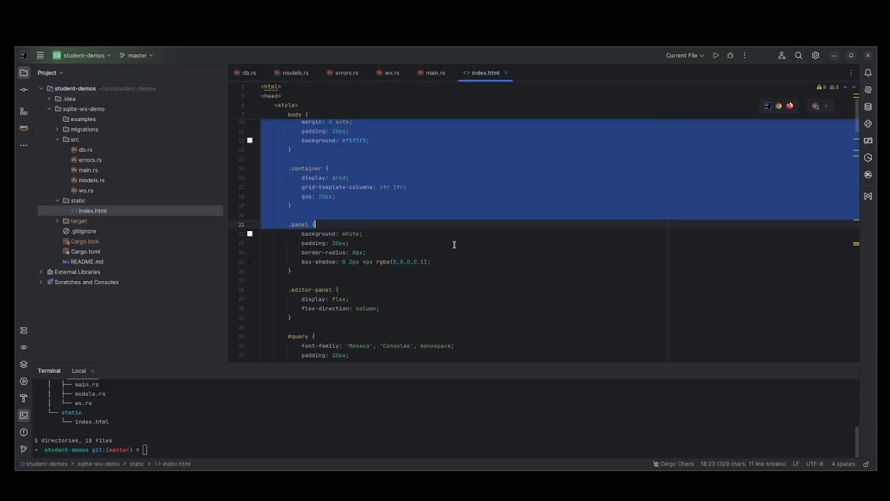 Realtime Websockets with SQLite in Rust