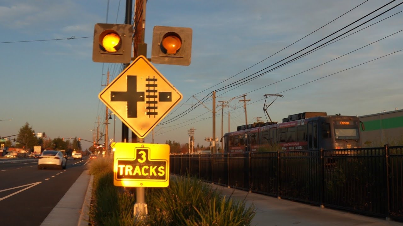 Yellow Flasher Advance Signal At Bradshaw Rd. Railroad Crossing, Sacramento CA