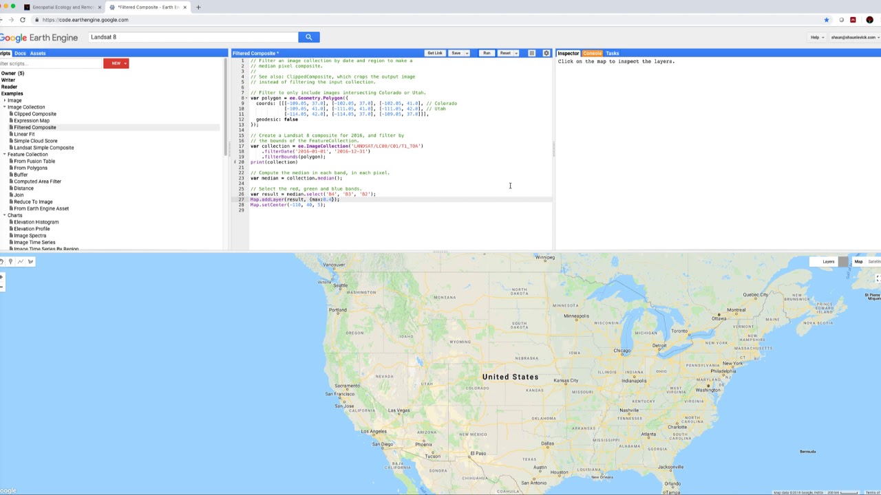 Google Earth Engine examples - creating a filtered composite