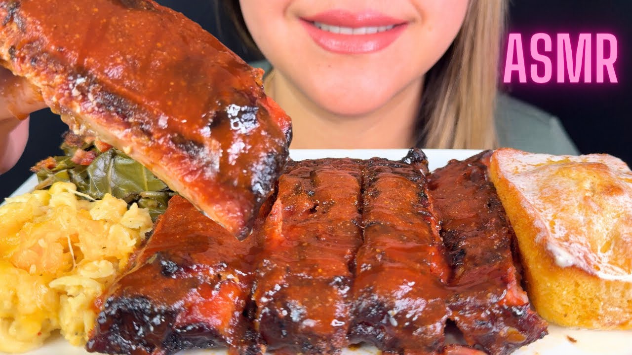 Ribs, Collard Greens, and Mac N Cheese ASMR|Mukbang