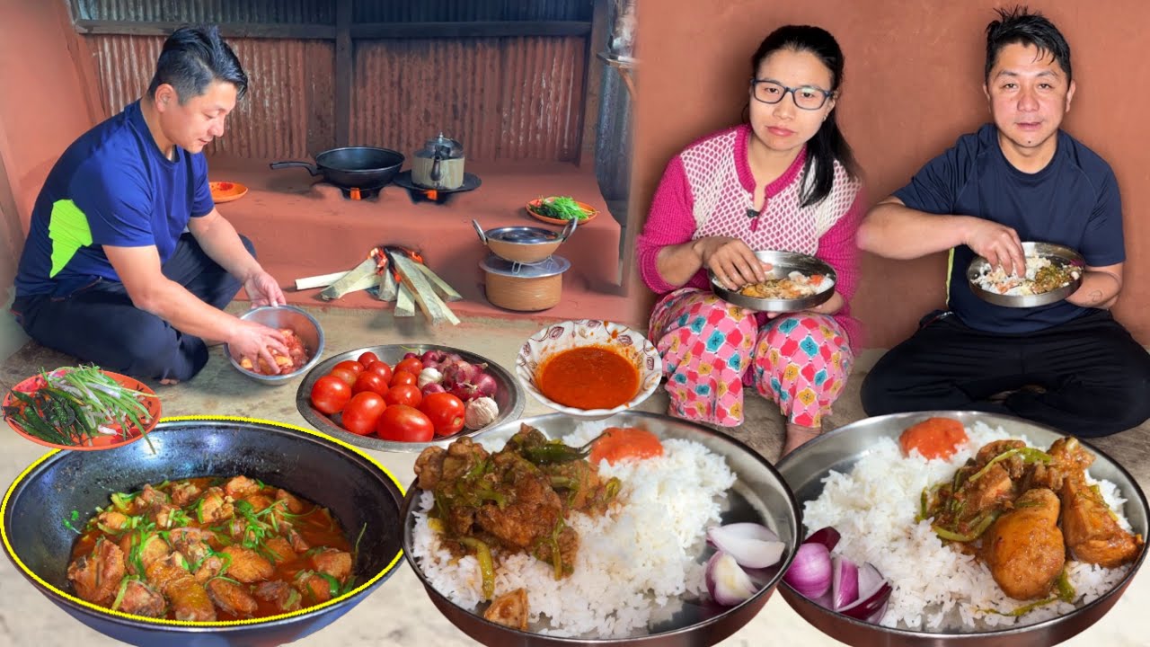 Darjeeling Village Recipe - Chicken Masala Curry with Rice || Village Life of Nepali Couple