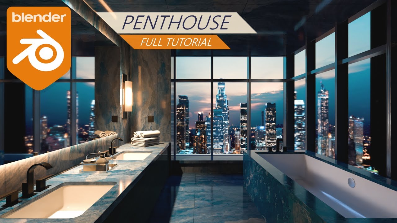 Blender Interior Design Tutorial - Luxury Penthouse Bathroom