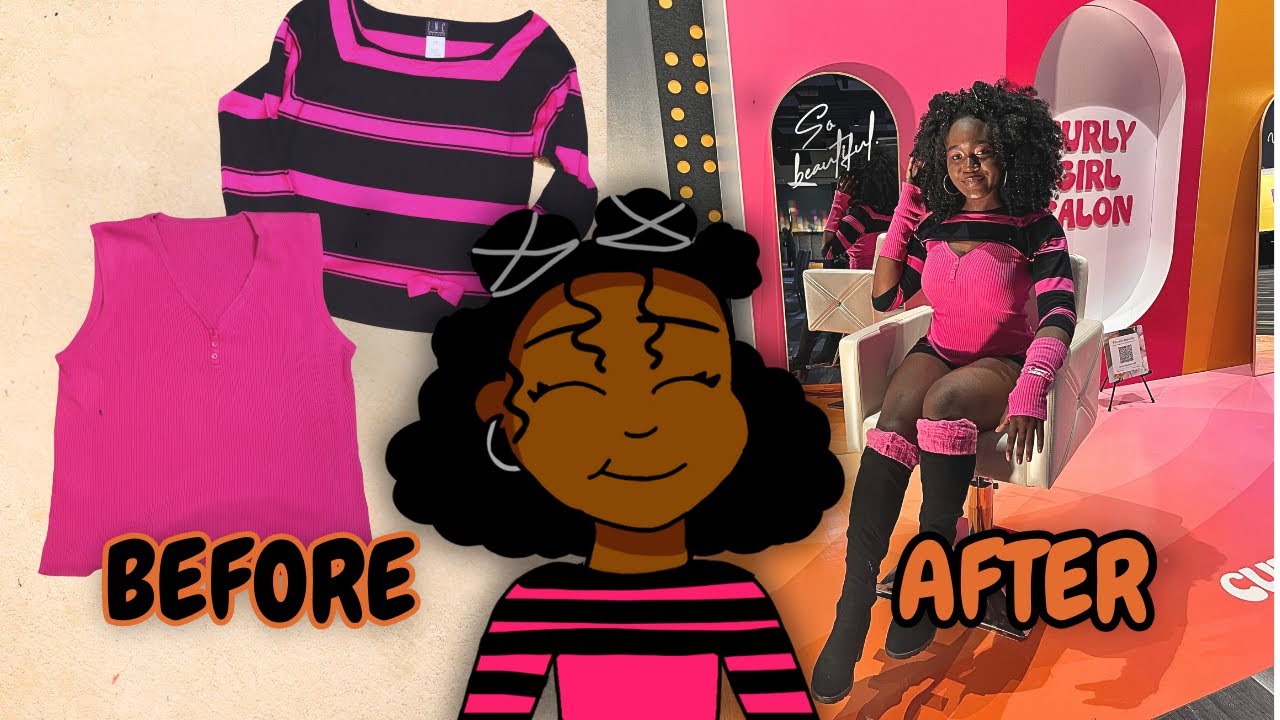 DIY THRIFT FLIP OUTFIT | CURLY CON AND MEETING BRI HALL *fashion and animated story*