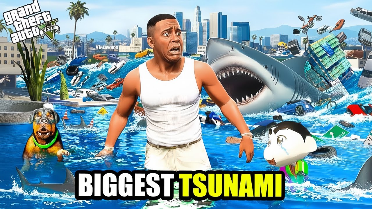 Franklin Survives the Tsunami 🌊😭But Shinchan & Chop Lost! | GTA 5