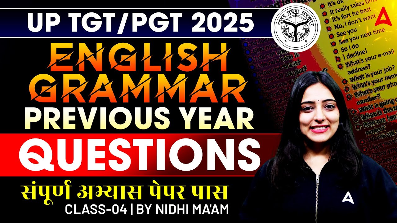 UP TGT/PGT 2025 | English Grammar PYQs | Complete Practice Class-04 | By Nidhi Ma'am