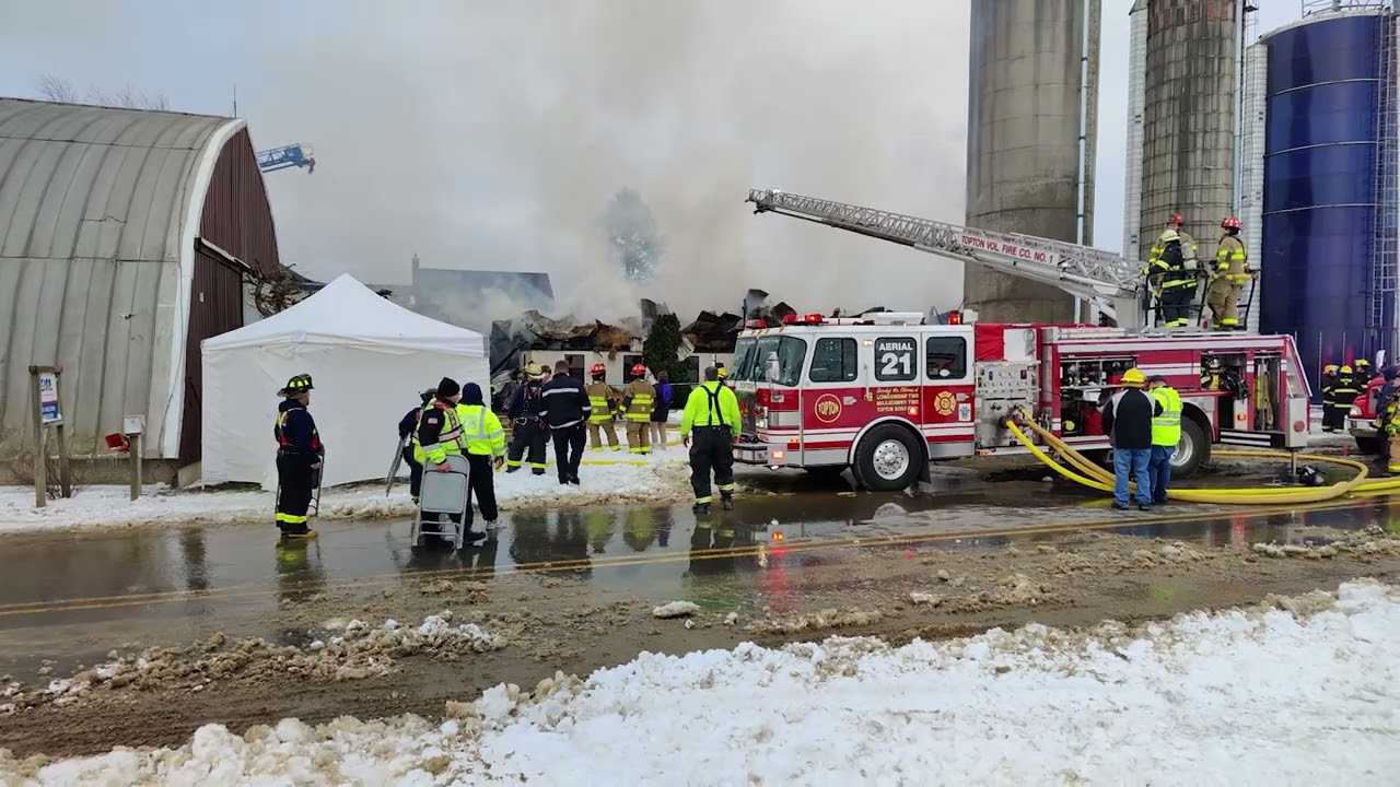 On Scene at a 2nd Alarm Barn Fire - Longswamp Twp, PA