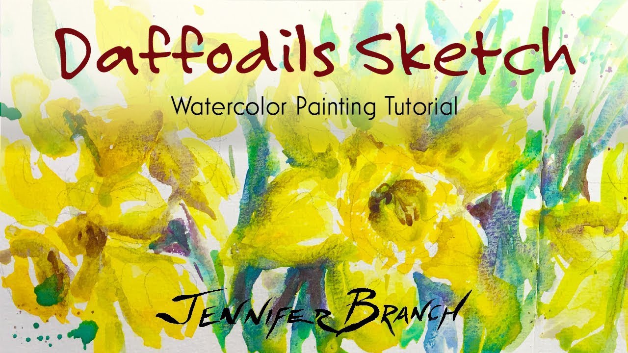 Watercolor Painting Tutorial, Daffodils Sketch