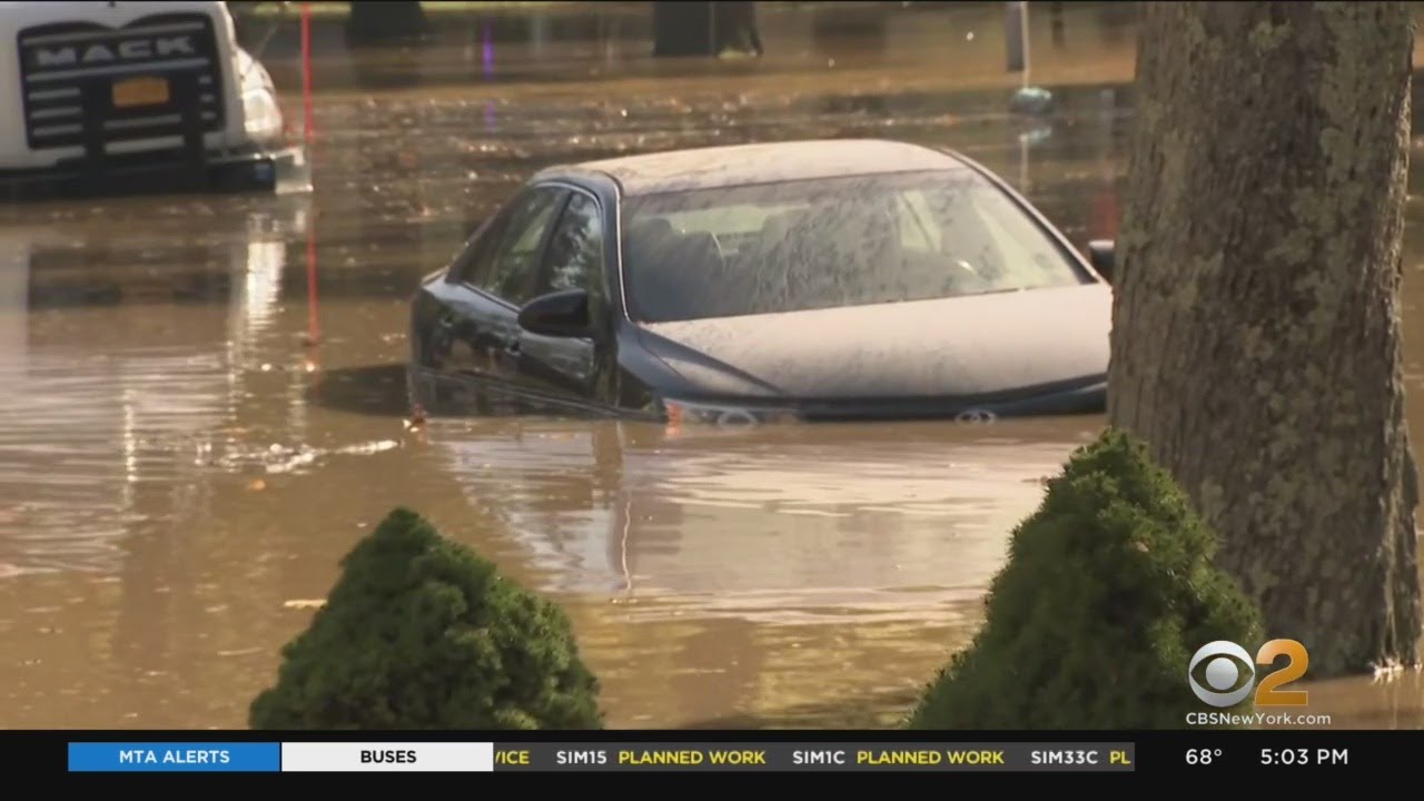 Water Main Break Causes Major Flooding In Queens