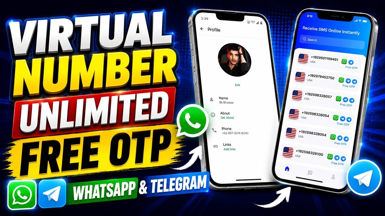 Free Virtual Number for WhatsApp, Telegram & OTPs (2026) Fake Whatsapp kaise Banata 2026 Temp Number