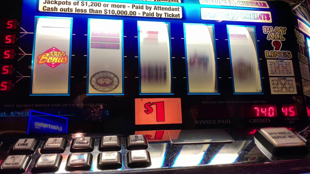 5 Times Pay - Double Diamond 9 Line $45/Spin - High Limit Slot Play