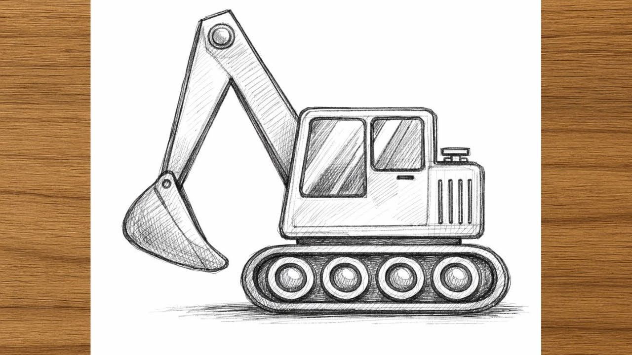 Draw a Construction Excavator with Pencil | Beginner Tutorial 