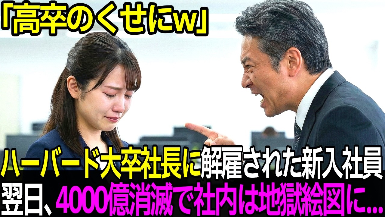 「高卒のくせにw」ハーバード大卒社長に解雇された新入社員、翌日、年間取引4000億の契約が突然終了になり社内が地獄絵図に…