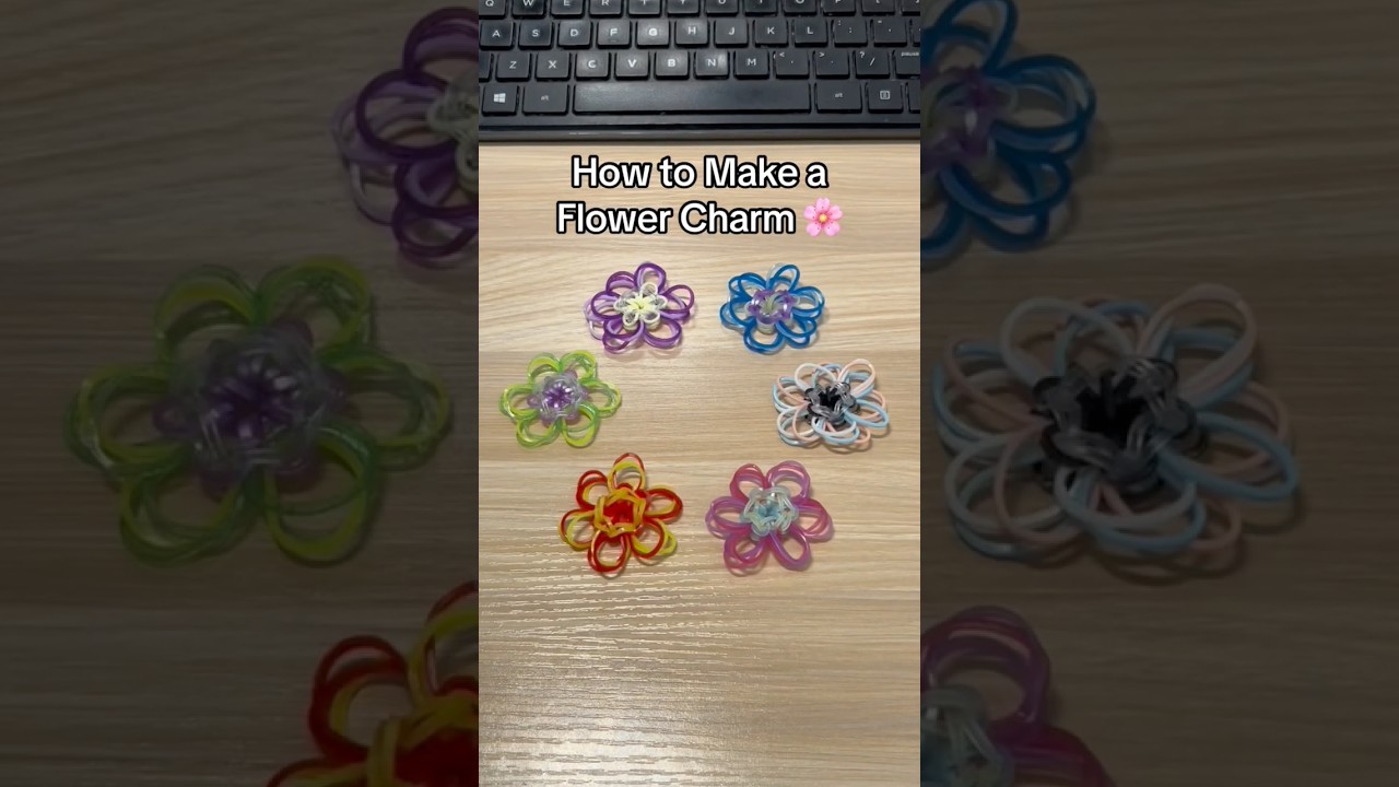 Урок по созданию цветочного шарма #rainbowloom #tutorial #fyp