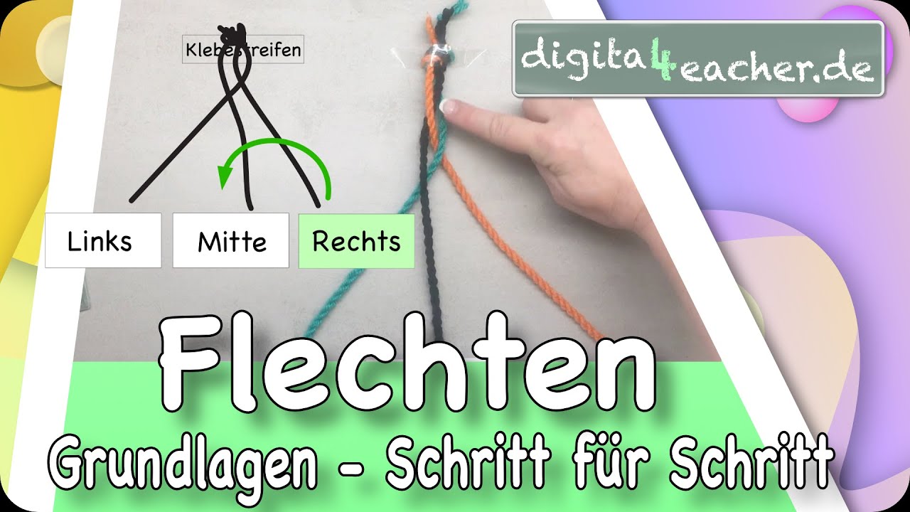 Flechten mit drei F&auml;den/ Grundlagen/ digitaler Unterricht Werken und Gestalten/ Lernen zuhause