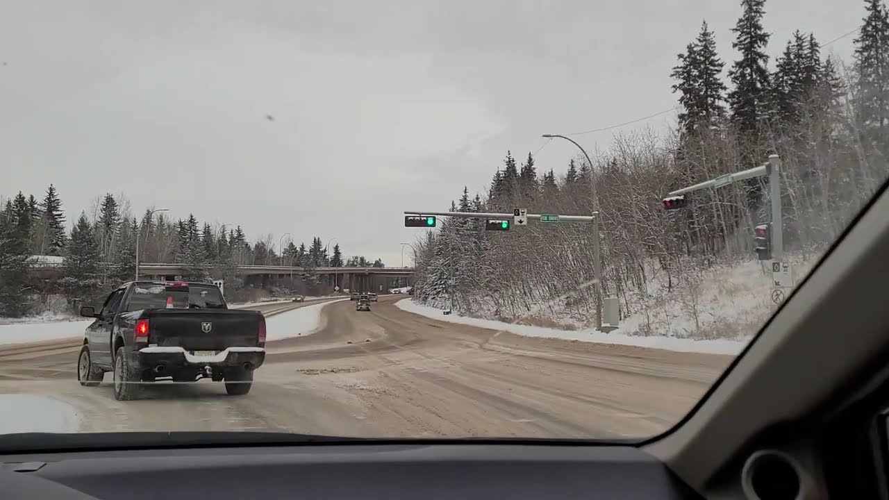 Driving South Edmonton in Snow Italian Centre to Anthony Henday via Whitemud