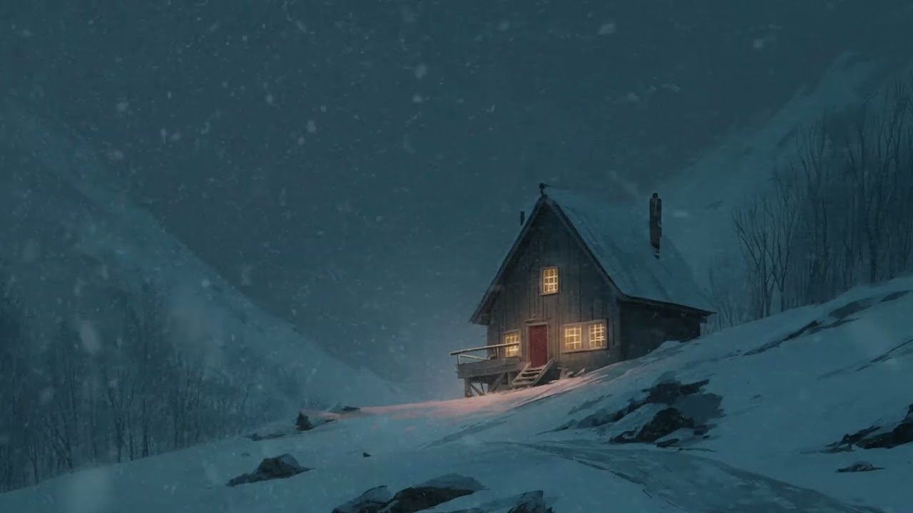 Safe Inside a Mountain Cabin ❄️ Howling Blizzard Outside for Deep, Peaceful Sleep