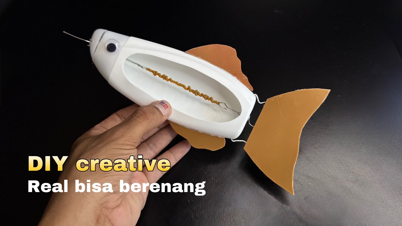 diy kreatif mainan unik mudah ikan botol bertenaga karet 