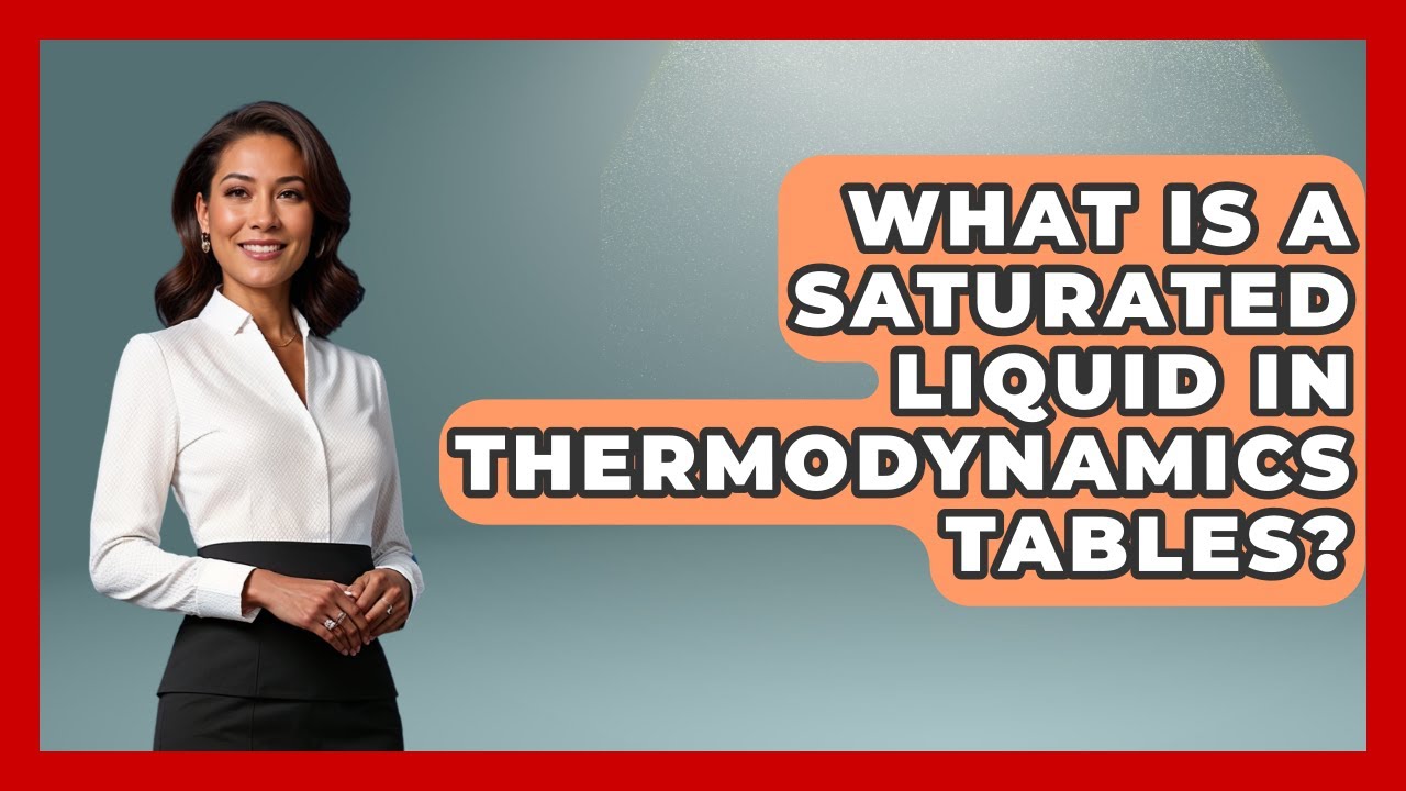 What Is A Saturated Liquid In Thermodynamics Tables? - Thermodynamics For Everyone