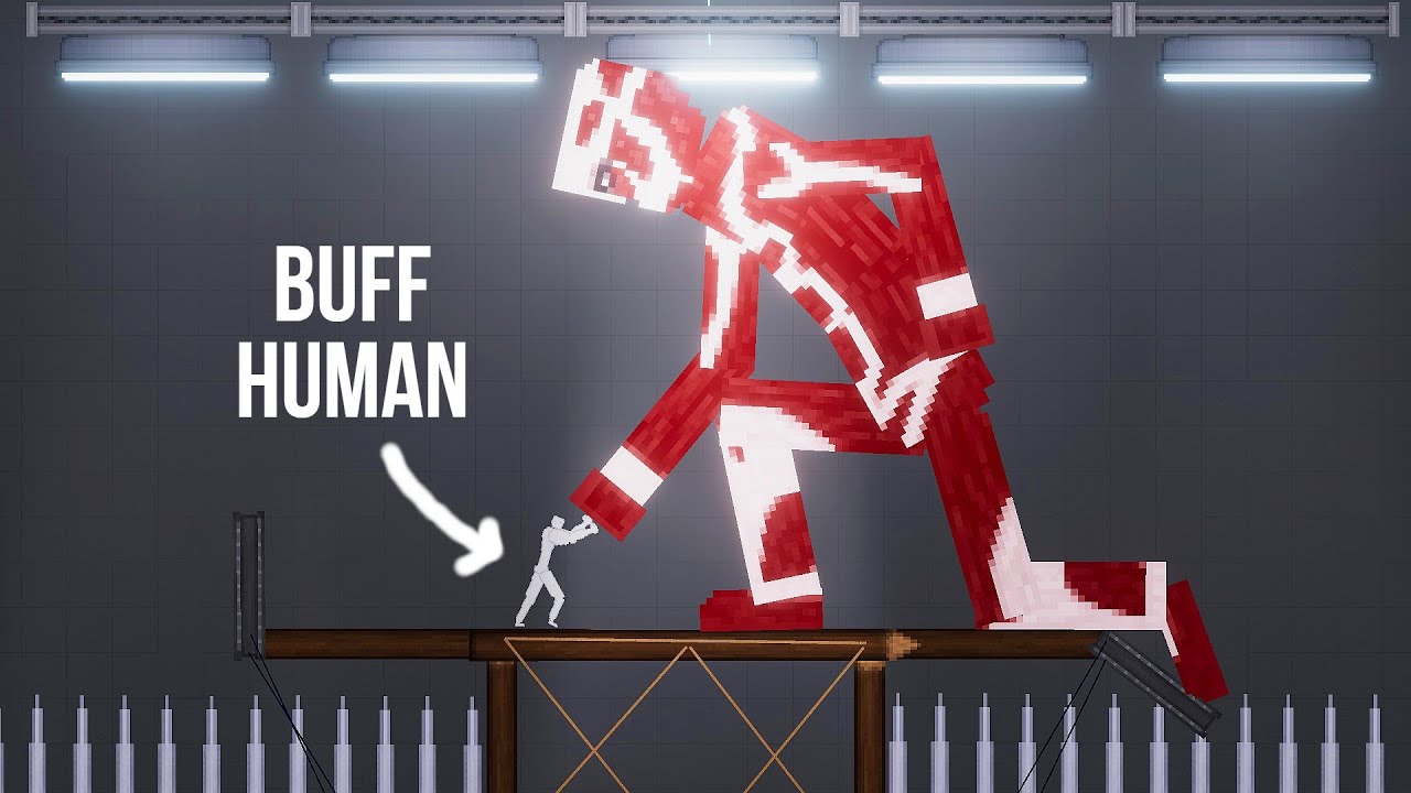 Buff Human vs Attack on Titan in Deadly Battle Wrestling Spike Pit - People Playground