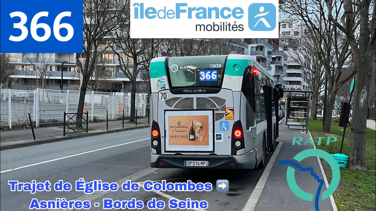 🚍BUS 366 (RATP) : HeuliezBus GX137 n°0938 - Trajet de Église de ￼Colombes ➡️ Asnières - B. de Seine