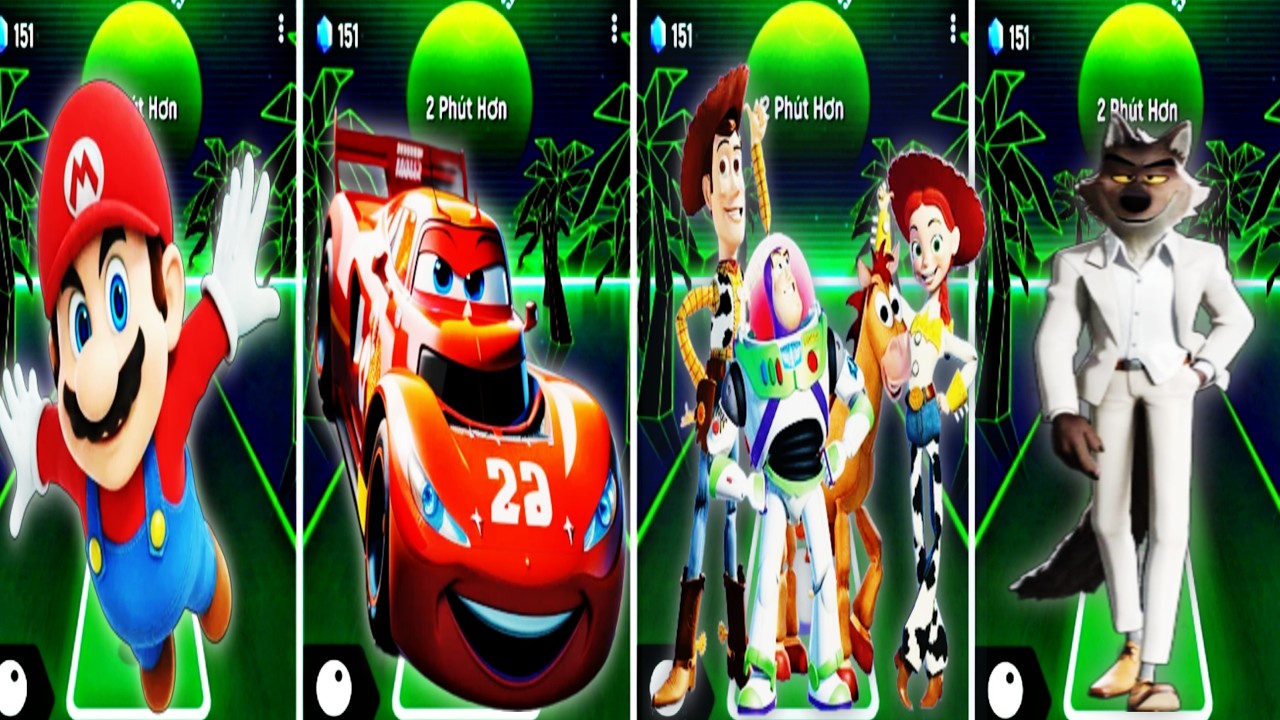 SUPER MARIO GALAXY 🆚MC QUEEN🆚TOY STORY5🆚BAD GUYS BREAKING COFFIN DANCE SONG IN TILES HOP