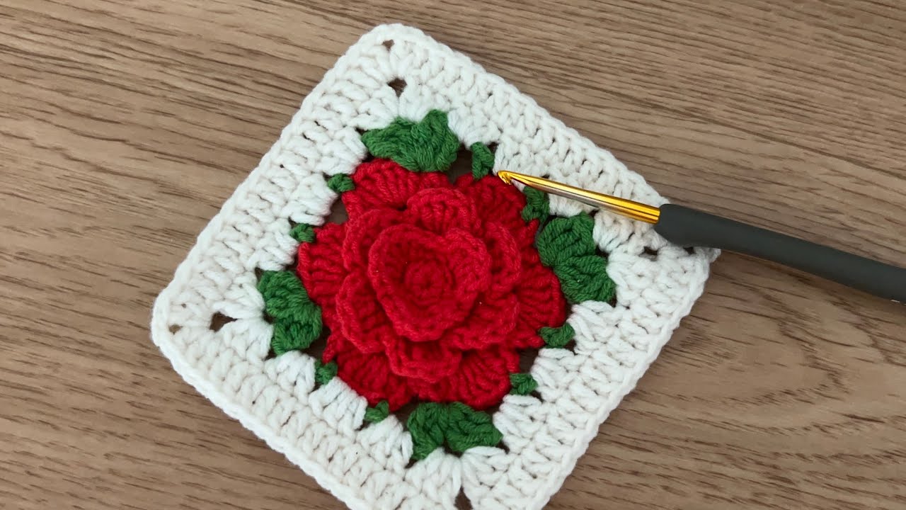 The Absolute Best Crochet Pattern for a 3D Rose Granny Square / Ep.1