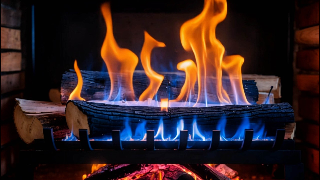 🔥 Warm Fireplace Ambience 4K | Beautiful Blue & Orange Flames for Sleep, Study & Relax