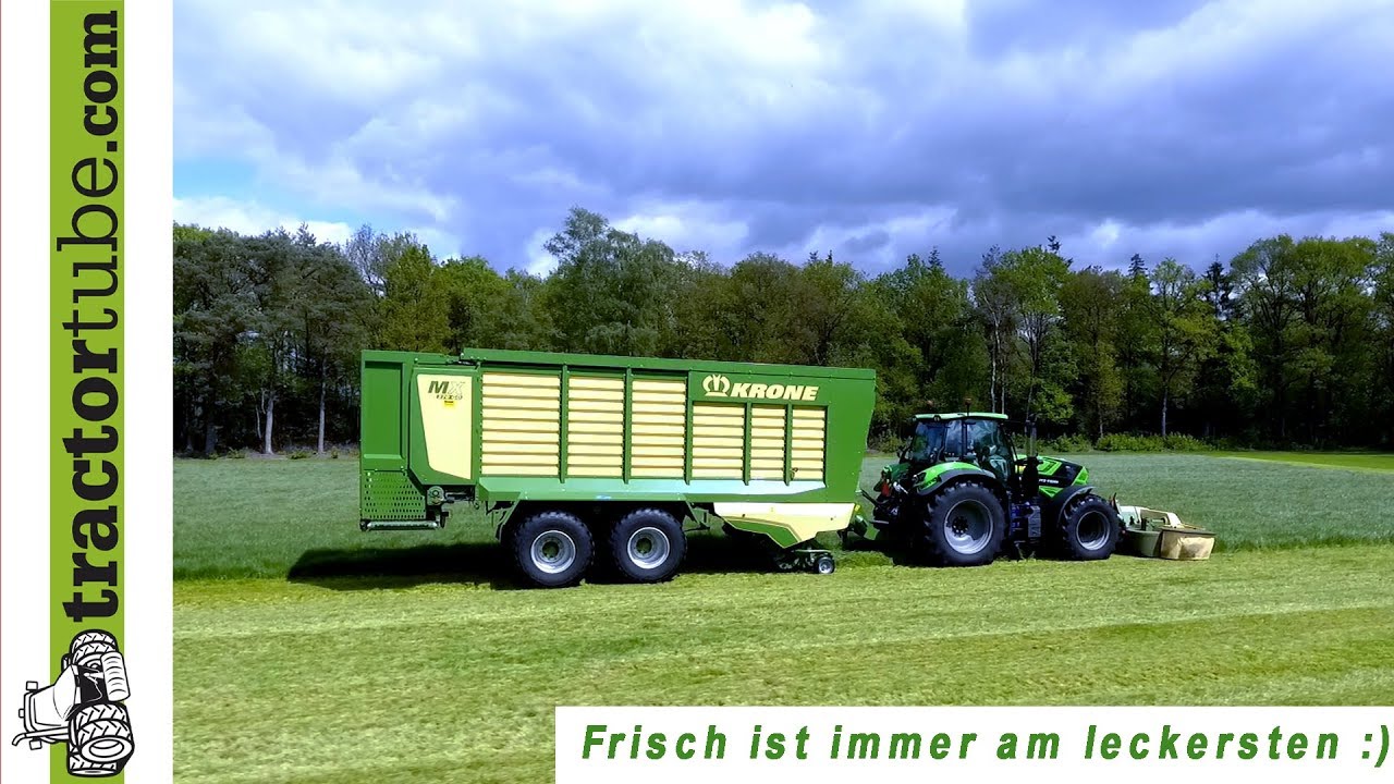 Frischgras füttern für 200 Milchkühe mit Krone MX 370  GD / zero grazing