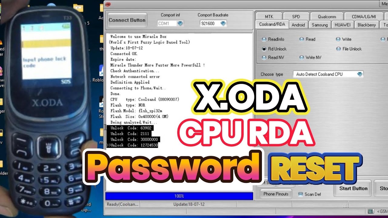 X.ODA RDA Mobile Password Reset Through Miracle Box Crack, All RDA Mobile Password USB Driver 2025