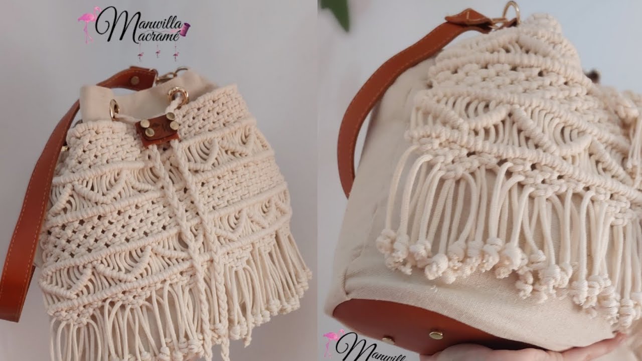 شنطه توتي باج /شنطه مكرميه عمليه جدا /شنطه نادي /macrame bag/manal Elmawardy