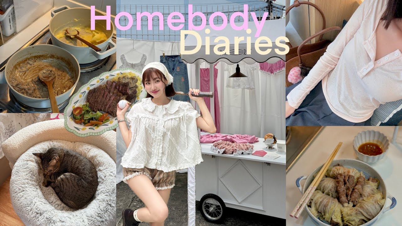 (SUB) Homebody Diaries | soft days at home 🧺 | lookbook event, lots of cooking & gerocery shopping 🍒