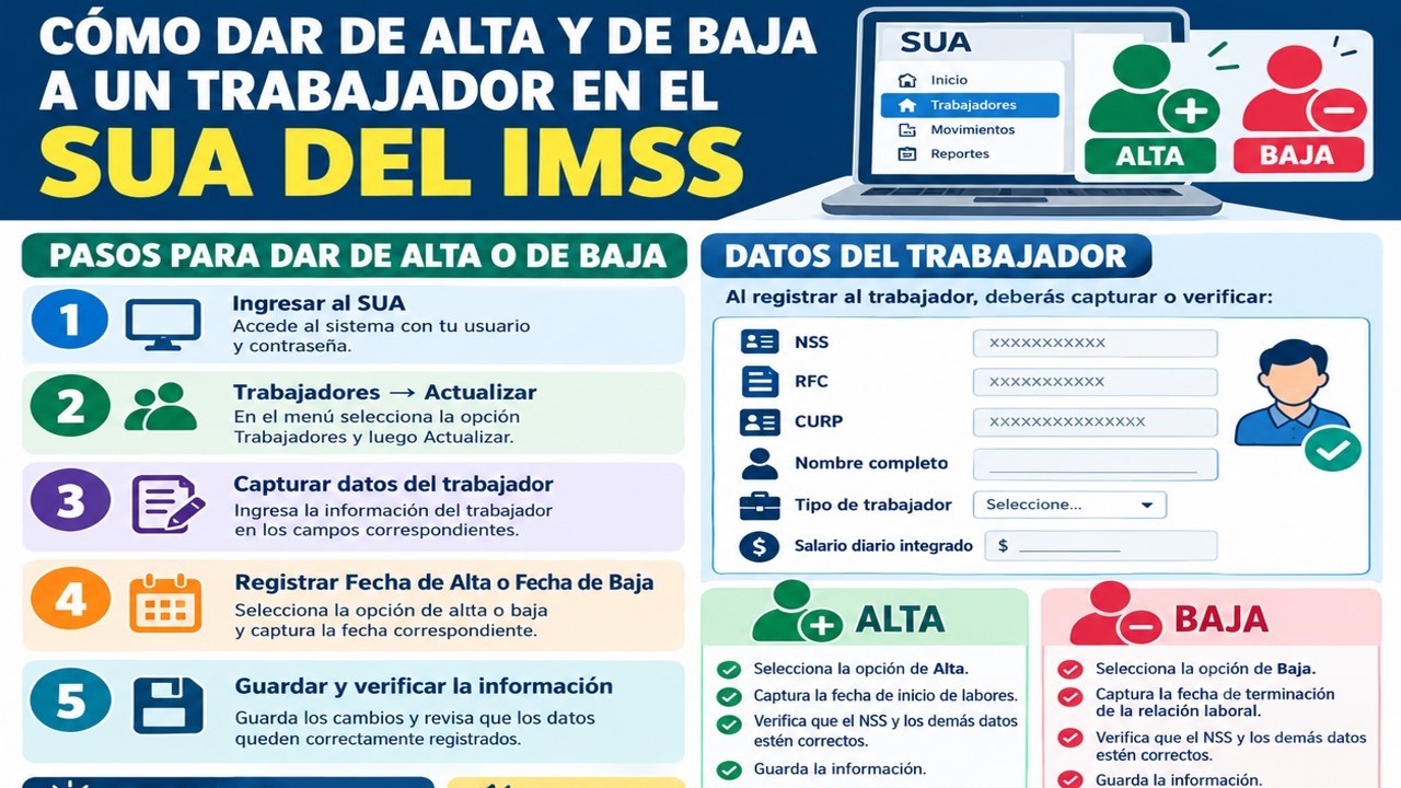COMO HACER UN ALTA Y UNA BAJA DE UN TRABAJADOR EN EL SUA DEL IMSS 2026