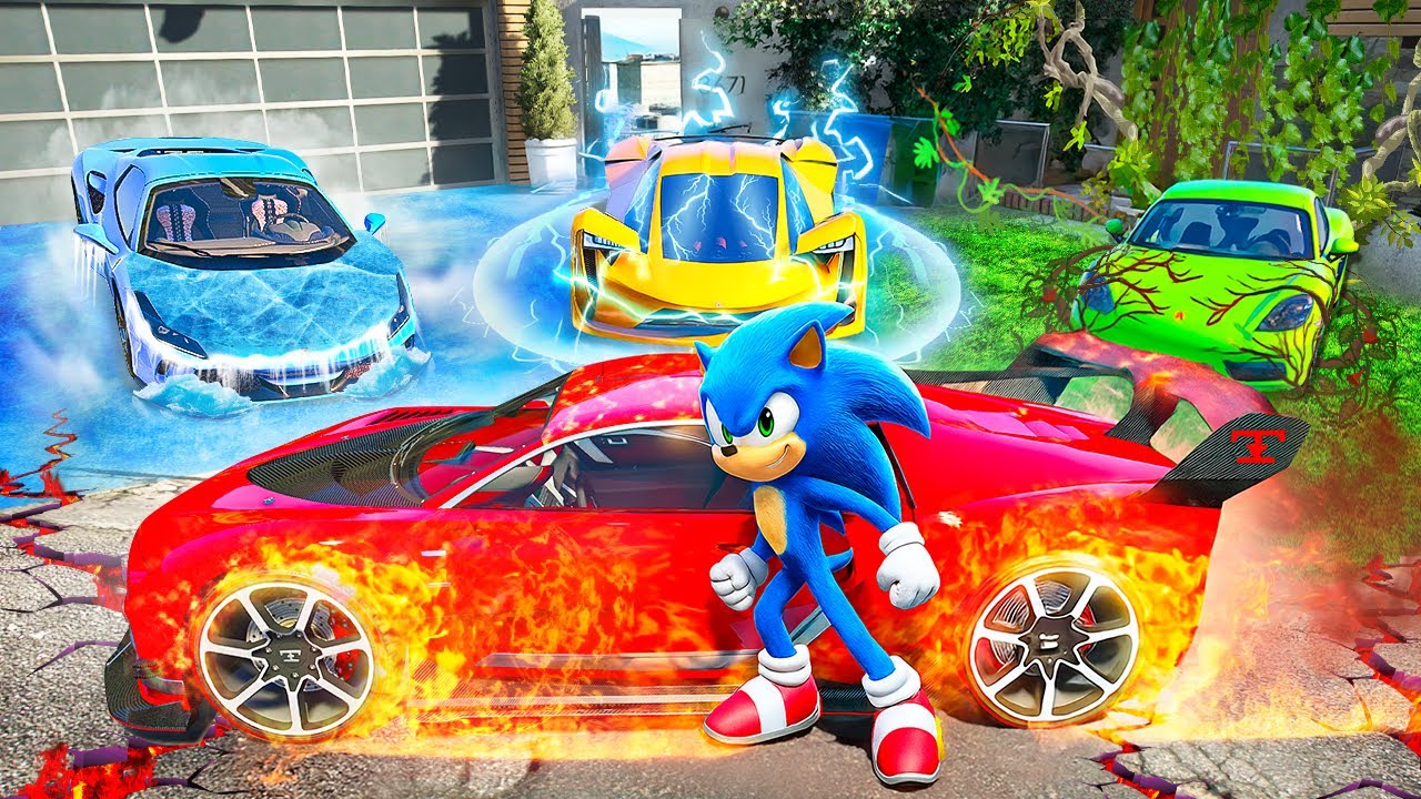 Collecting SECRET ELEMENTAL CARS with SONIC in GTA 5!