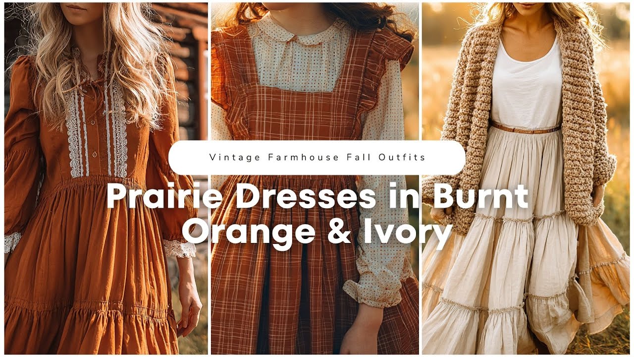 👗 Prairie Dresses in Burnt Orange & Ivory | Vintage Farmhouse Fall Outfits