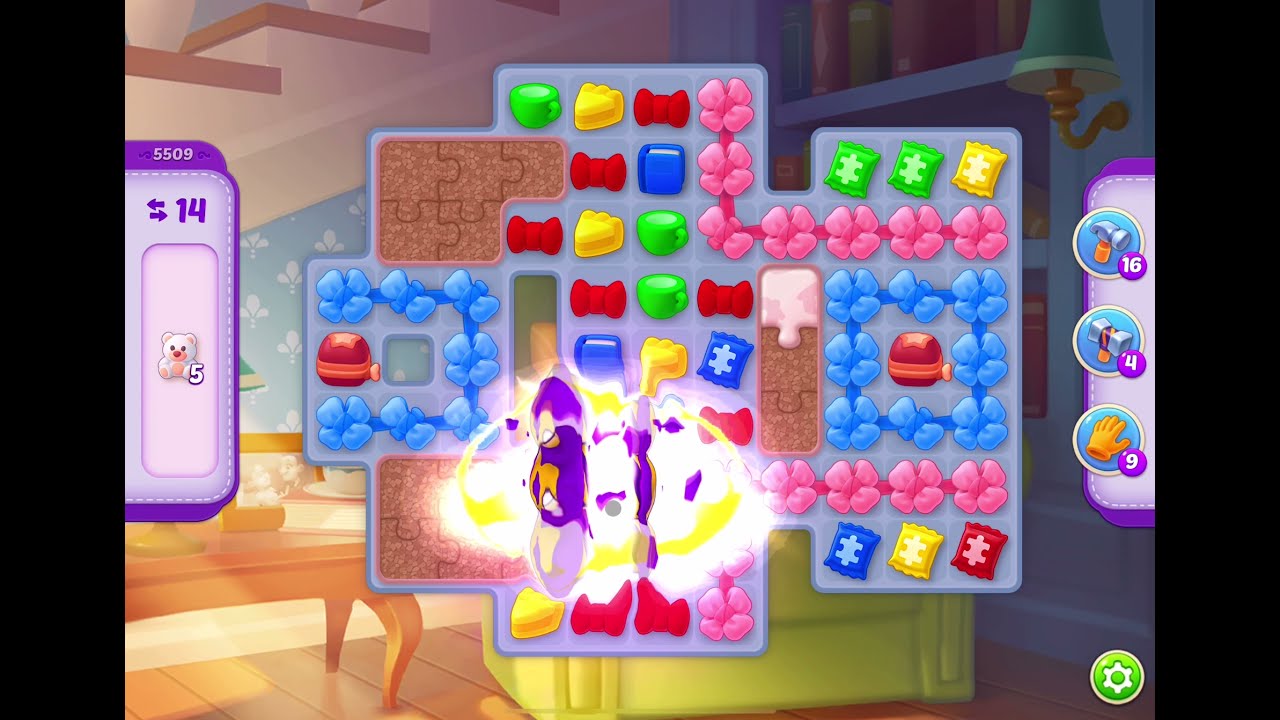 HomeScapes Level 5509 no boosters (17 moves)